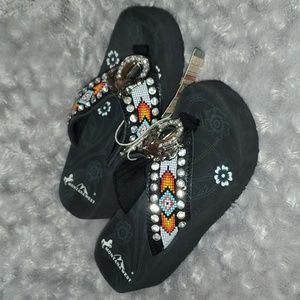Montana West Horse Head Concho Sandals Size 6